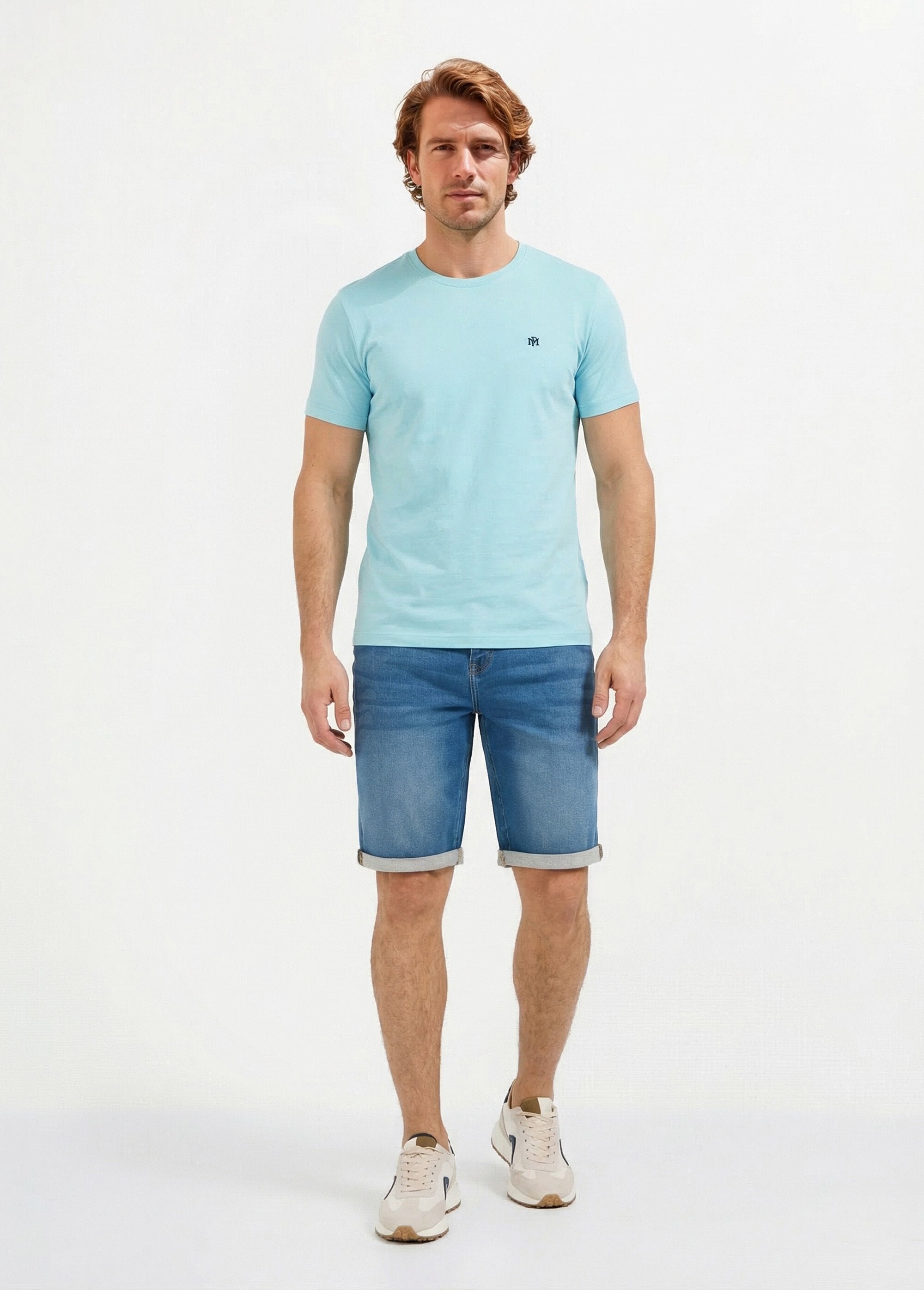 Embroidered_round-neck_short-sleeved_T-shirt_Sky_blue_SF1_slim