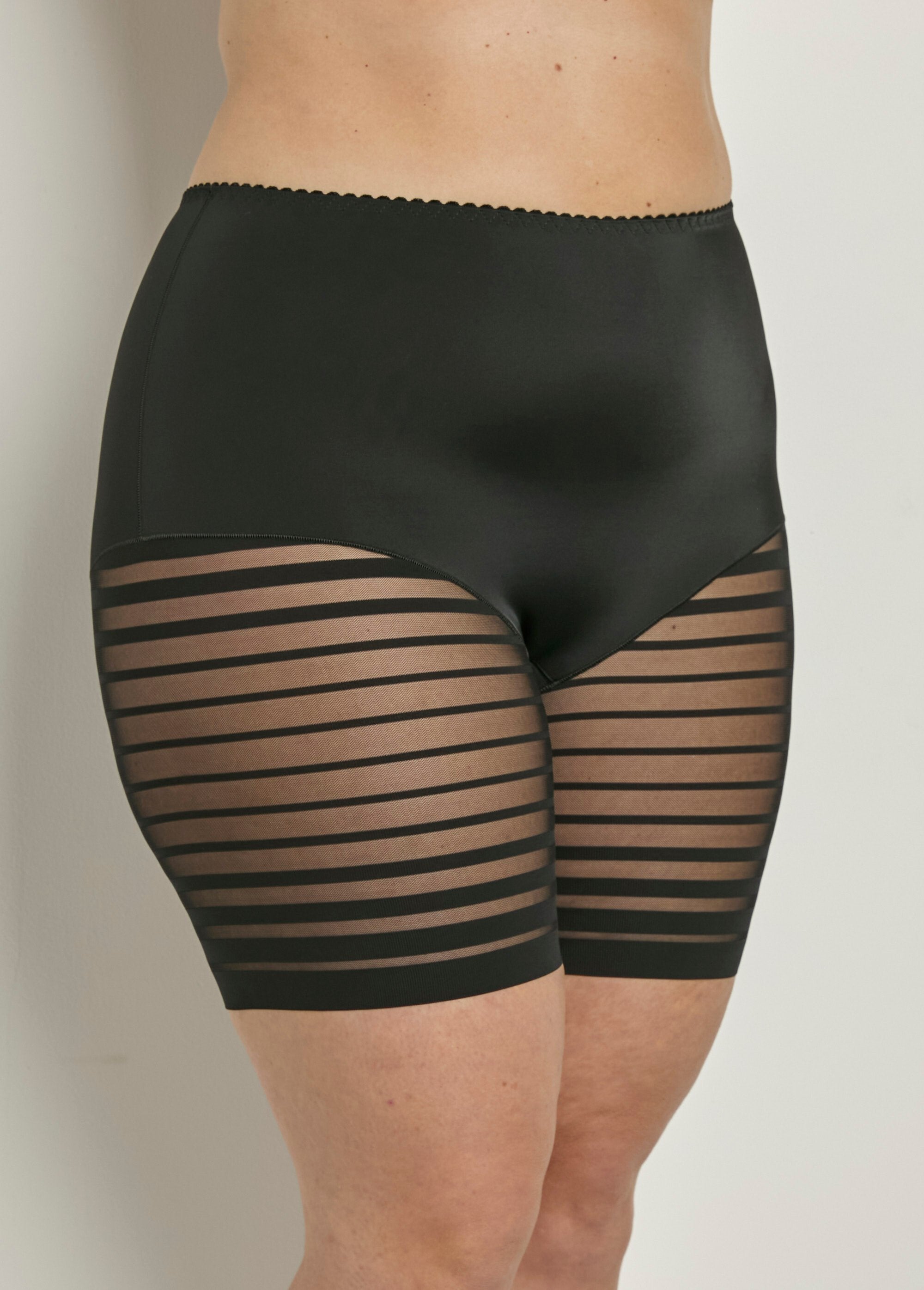 High-waisted_stretch_shorty_panties_with_striped_tulle_effect_Black_FA1_curvy