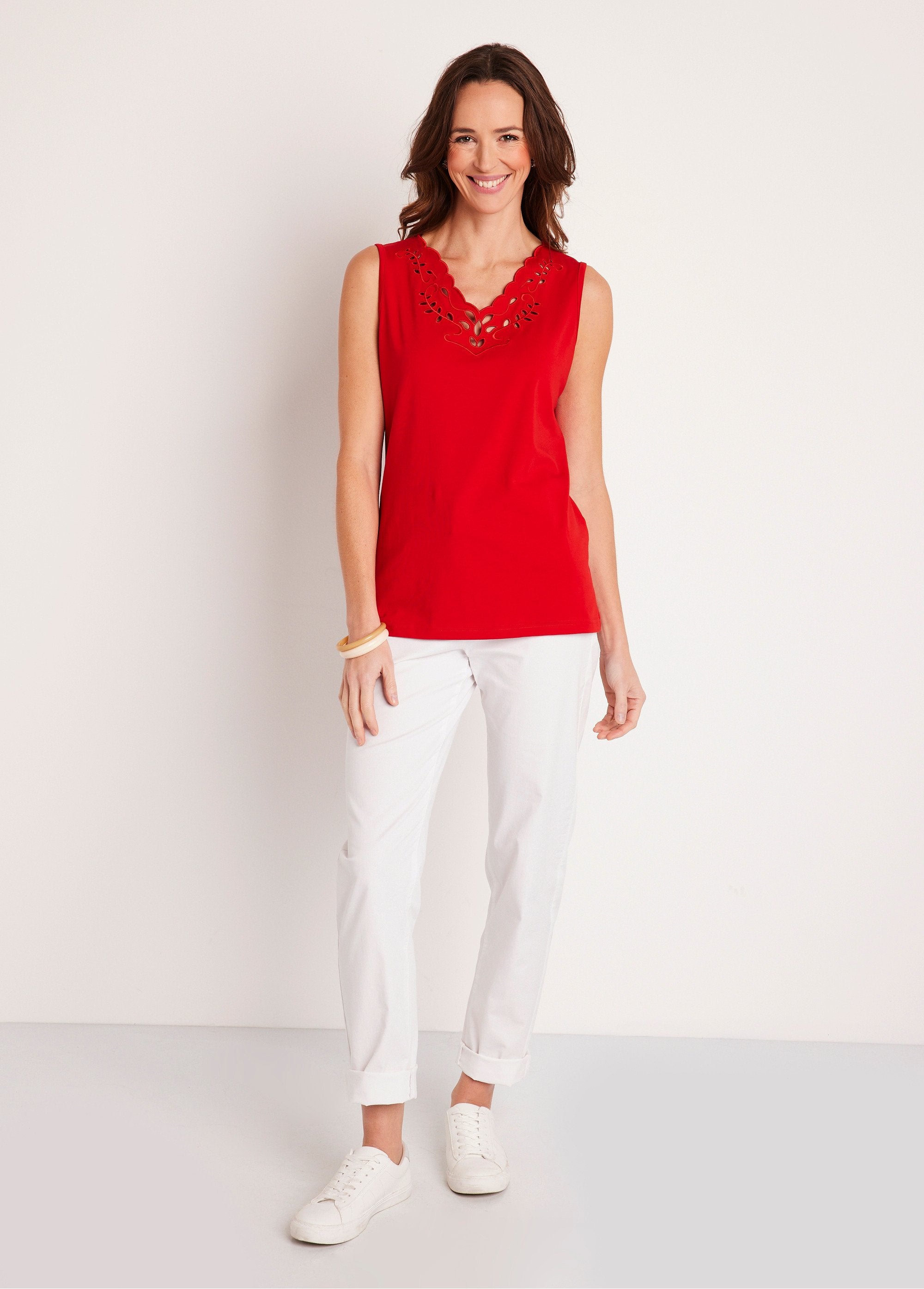 Embroidered_openwork_V-neck_tank_top_Red_SF1_slim