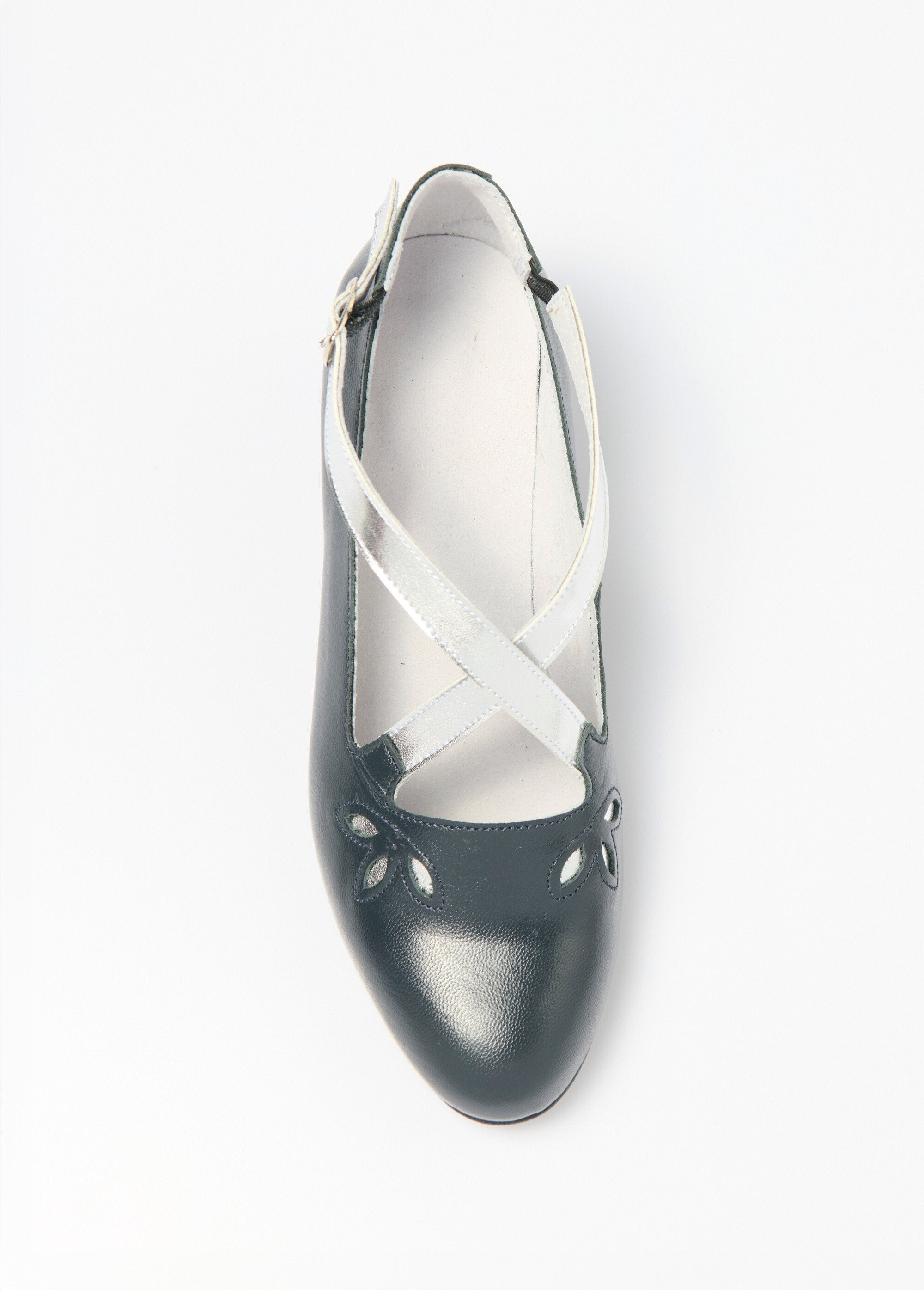 Comfort_width_leather_cross_strap_pumps_Navy_and_silver_OV1_slim