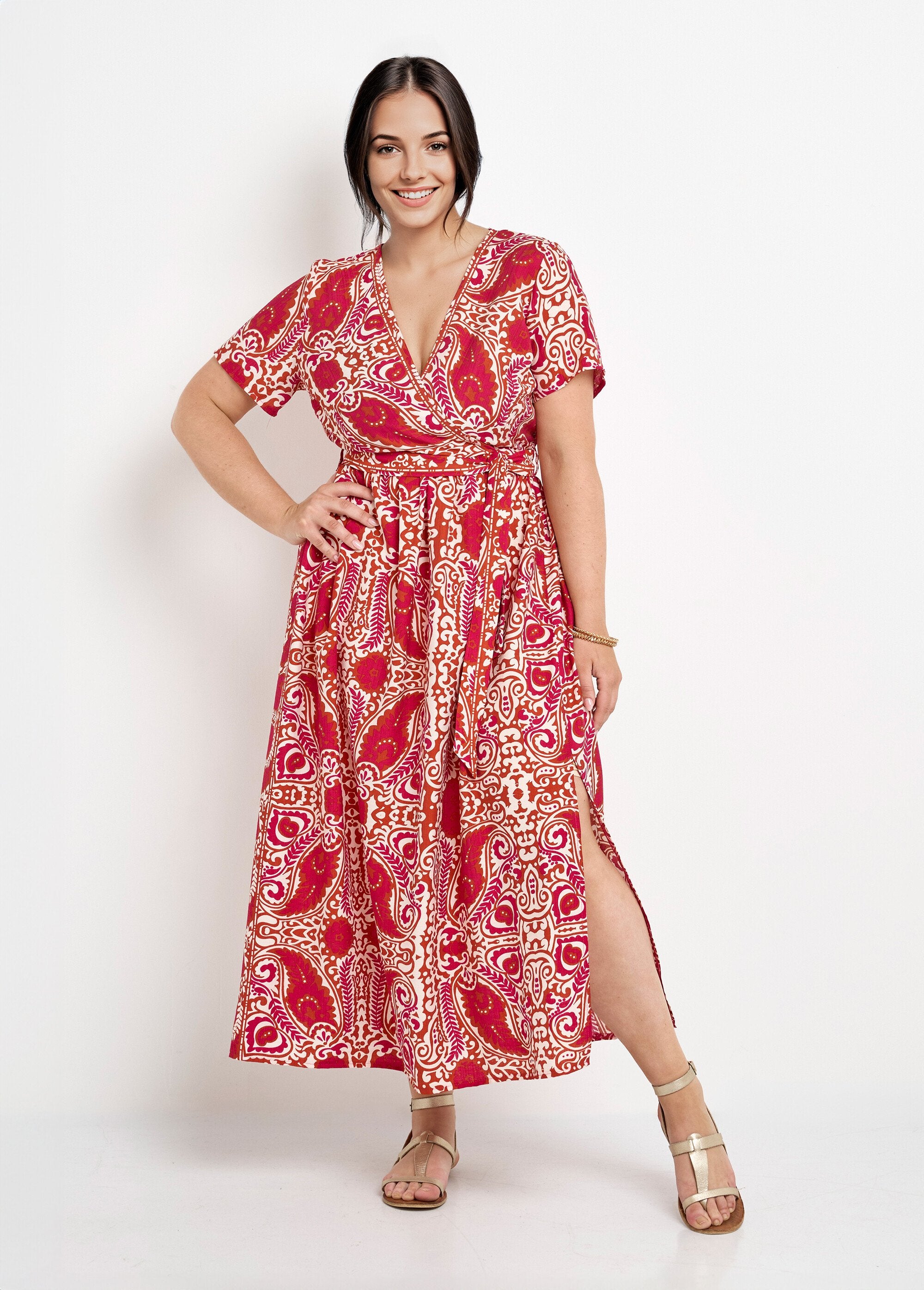 Long_ethnic_pattern_wrap_dress_Rose_prints_FA1_curvy