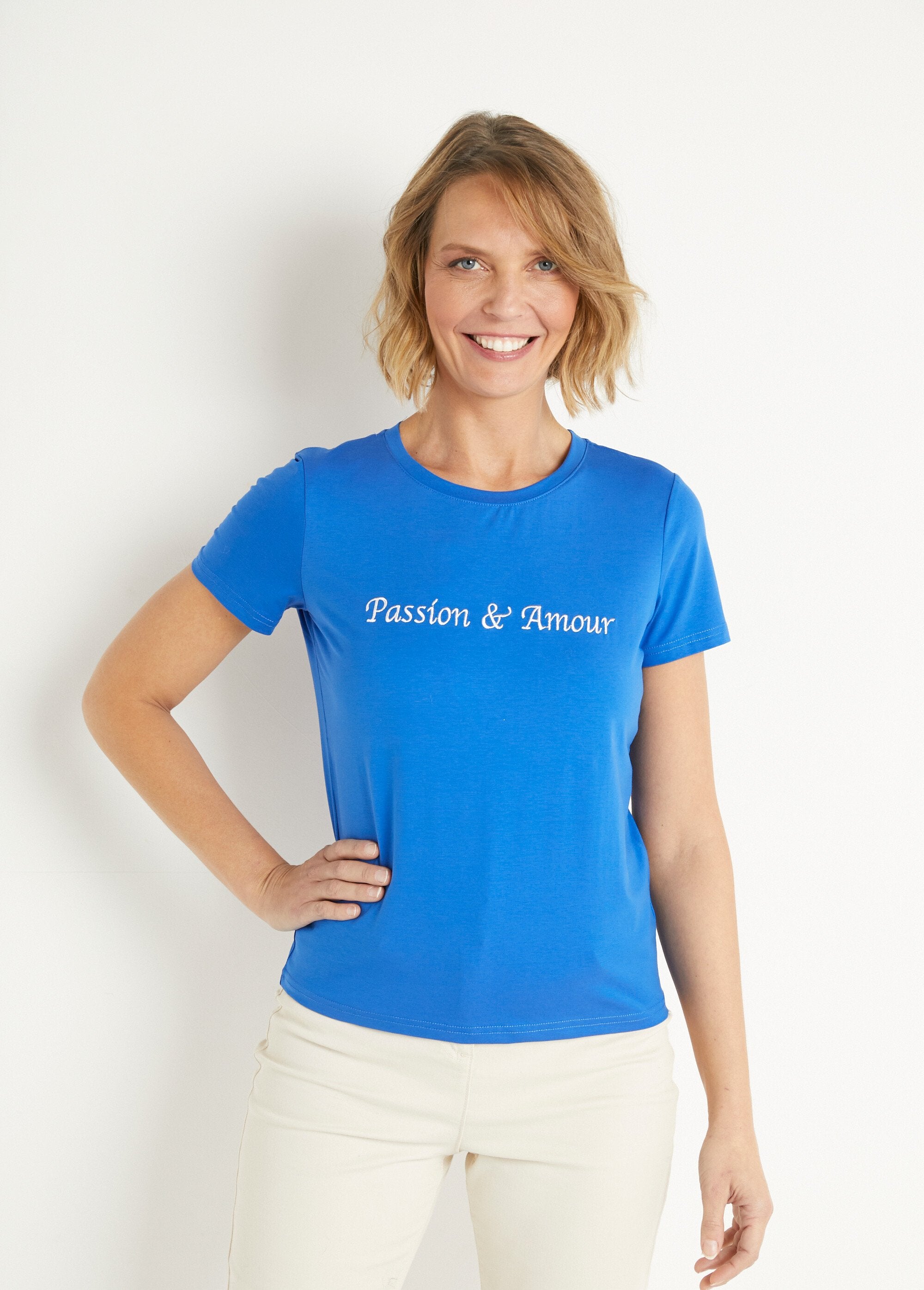 T-shirt_à_message_manches_courtes_Bleu_FA1_slim