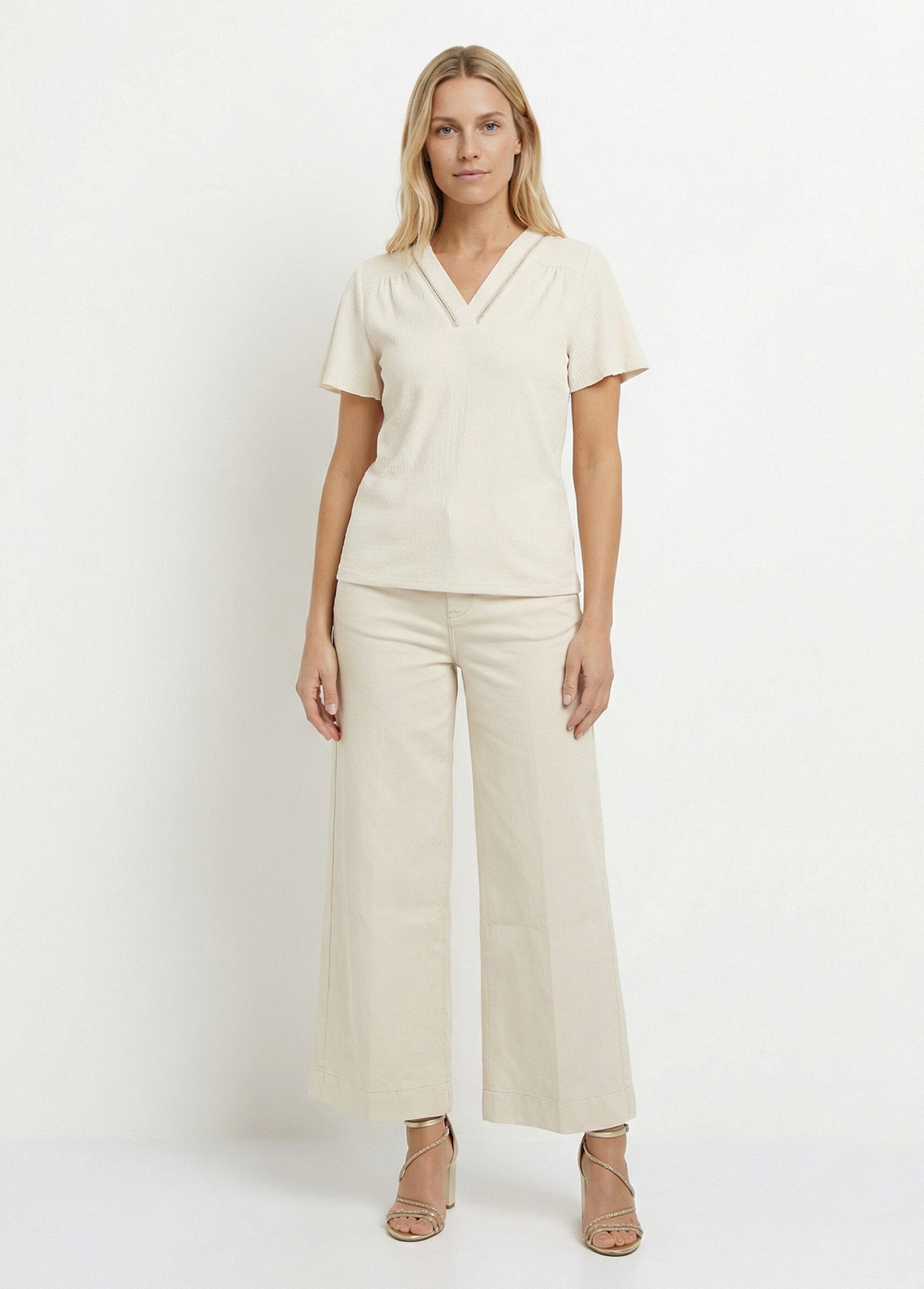 Tunique_texturée,_encolure_V_avec_galon_Beige_SF1_slim